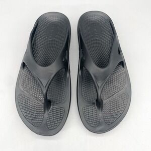 OOFOS Womens 10 OOriginal Recovery‎ Sandals Shoes Black Thong Flip Flop Slide